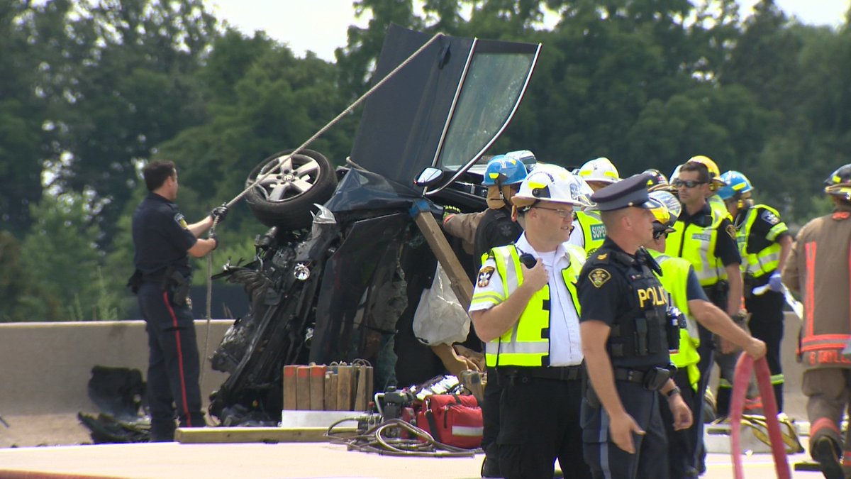 Eastbound Highway 407 closed after tractor trailer and jeep were involved in collision, Tuesday Afternoon. One man was airlifted to hospital with serious injuries.