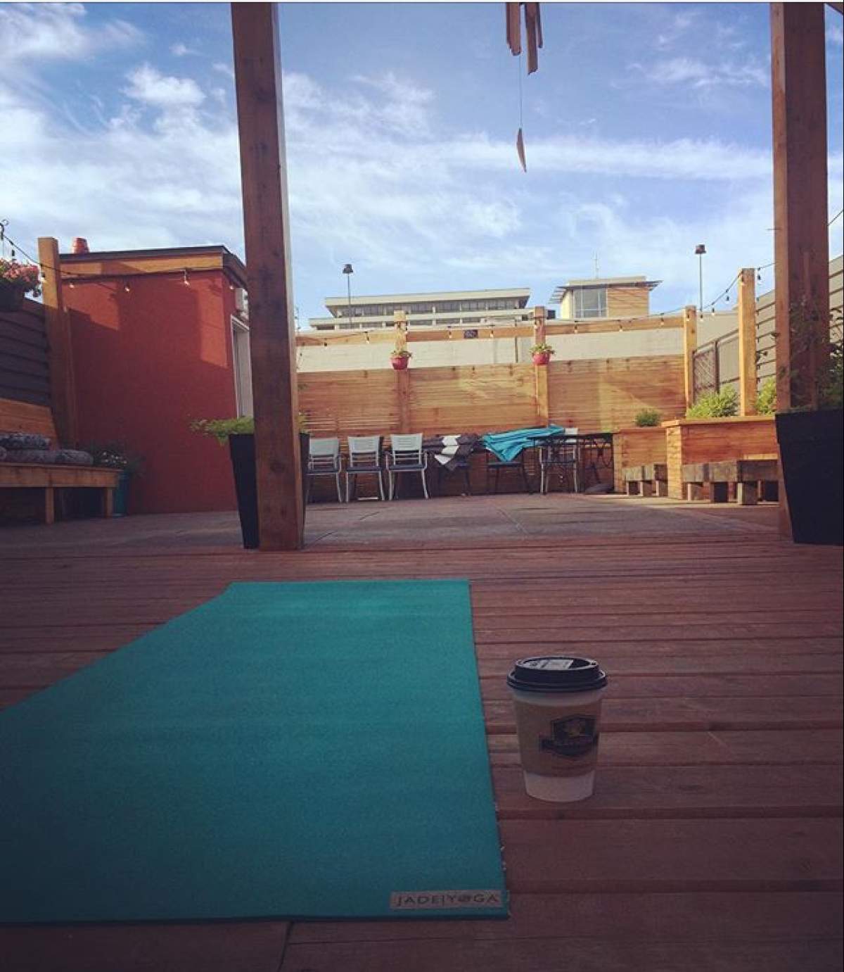 Yoga on the bean scene patio every Tuesday & Thursday at 7:30am. - image