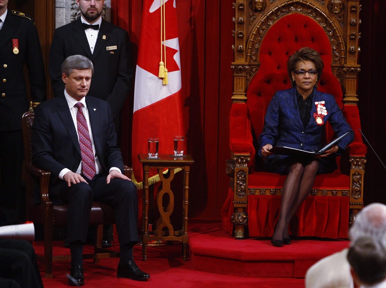 Former Governor General Michaëlle Jean delivers a speech from the throne in the Senate Chamber in 2009. THE CANADIAN PRESS/Tom Hanson