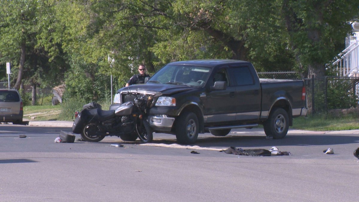 Regina police say the driver of the motorcycle was rushed to hospital with serious injuries.

