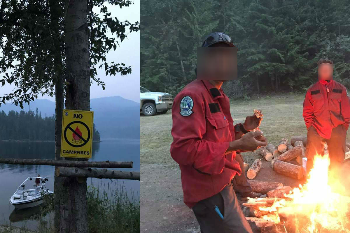 A photo of B.C. firefighters standing next to a campfire was posted to social media. 