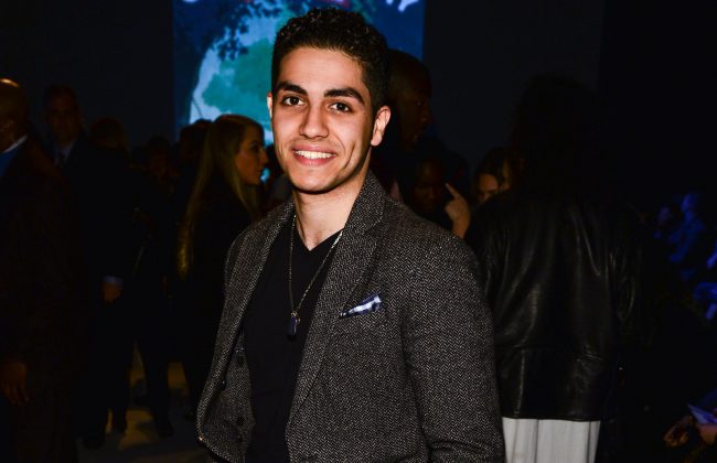 Mena Massoud attends World MasterCard Fashion Week Fall 2015 Collections Day 3 at David Pecaut Square in Toronto, March 25, 2015.

