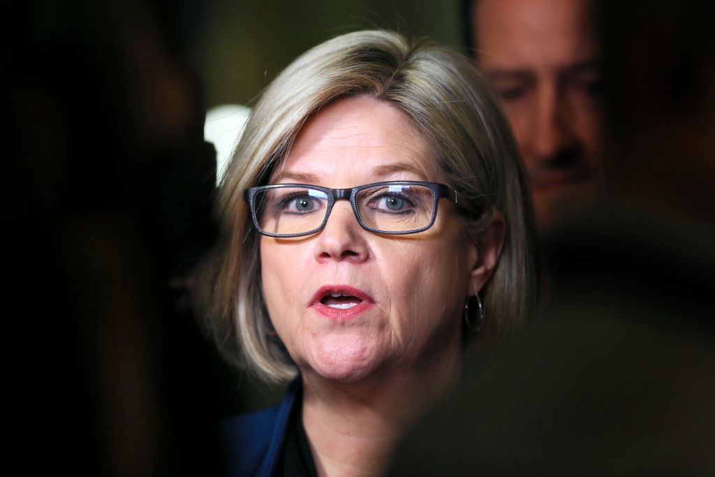 FILE - NDP leader Andrea Horwath speaks to reporters after question period at Queen's Park, February 21, 2017.