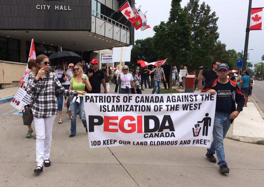 PEGIDA began their protest around Victoria Park, starting at London City Hall. 