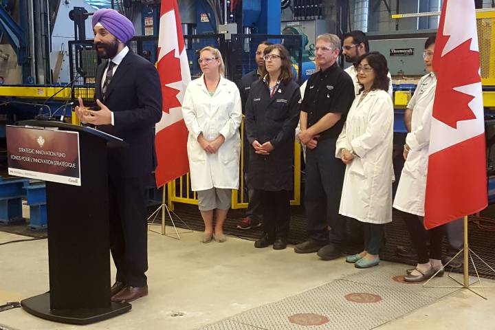 Economic Development Minister Navdeep Bains  announced the expansion of Ottawa's strategic innovation fund at the McMaster Innovation Park in Hamilton on July 5. 