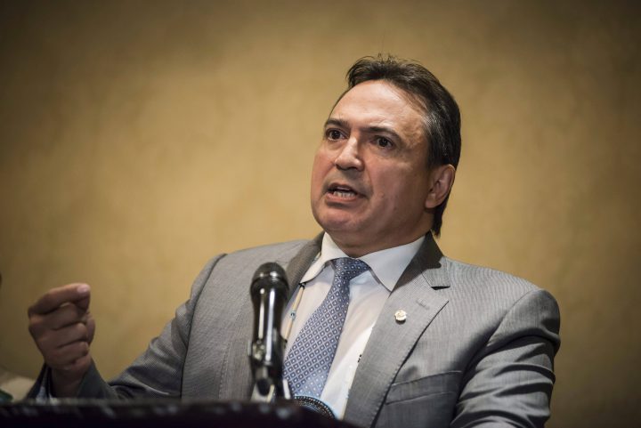 Perry Bellegarde speaks about Indigenous Peoples participation in federal-provincial-territorial intergovernmental meetings during a press conference held in Toronto on July 17, 2017.