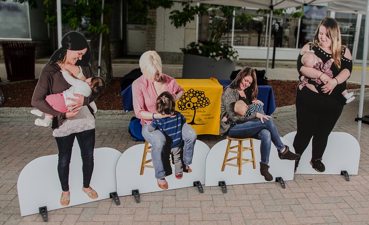 A health unit in Timmins, Ont., is putting life-size cardboard cut-outs of women nursing their children around the city.