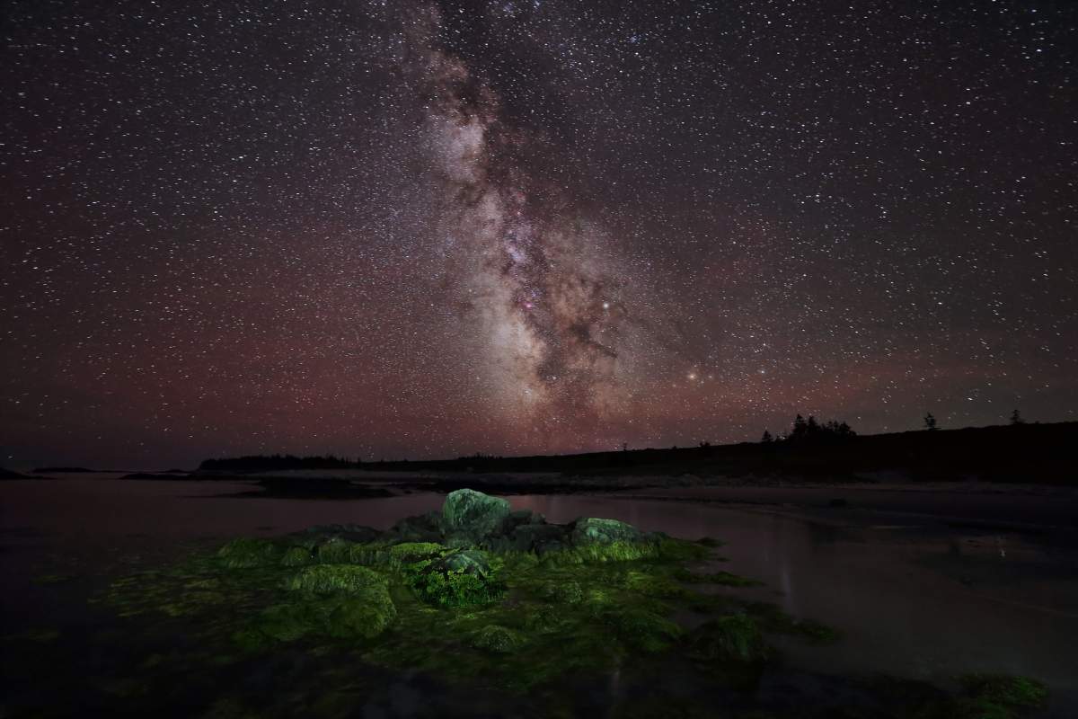 A photo of the Milky Way Galaxy taken from Kejimkujik Seaside Adjunct, Nova Scotia on July 23, 2017.