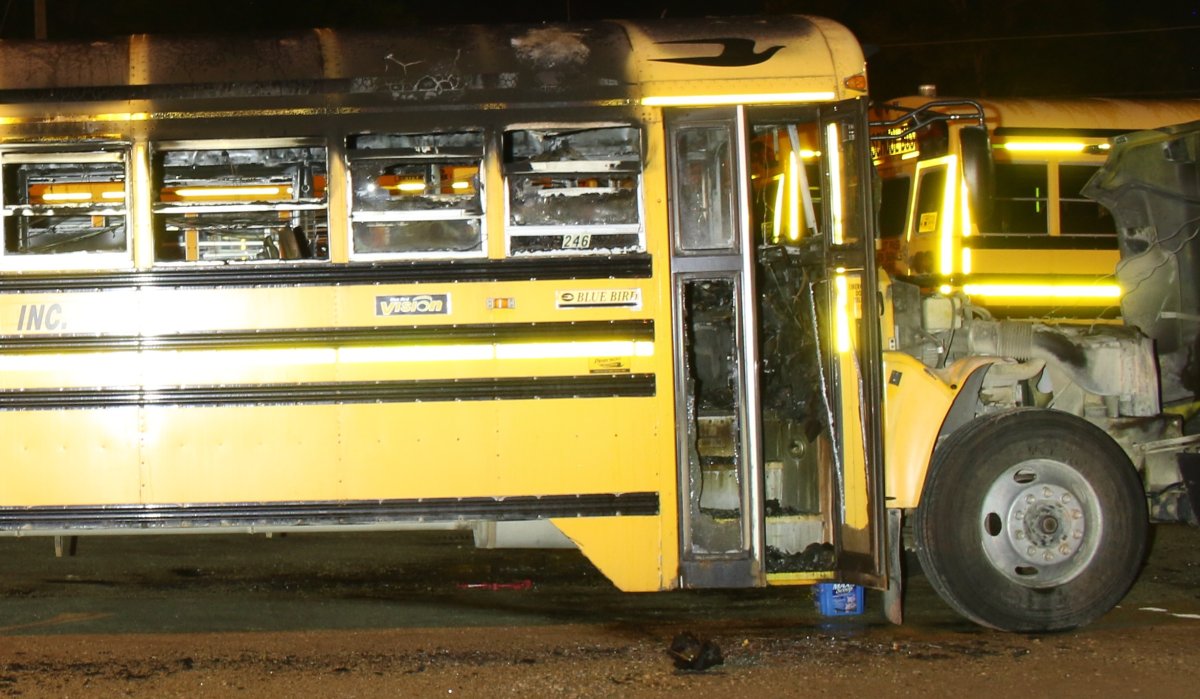 Wellington County OPP have charged a 12-year-old with arson following a school bus fire in Harriston on June 30, 2017. 
