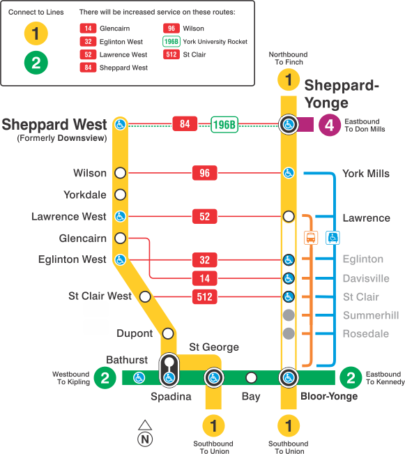 TTC closure between Lawrence/ Bloor-Yonge Stations July 8th and 9th.
