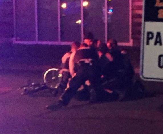 Screenshot of a video given to CKNW allegedly shows Culvner being pinned down by multiple officers.