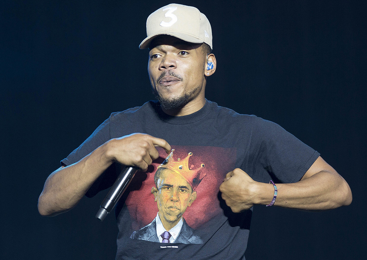 In this July 7, 2017 file photo, Chance the Rapper performs on stage at the Wireless Festival in Finsbury Park, London.