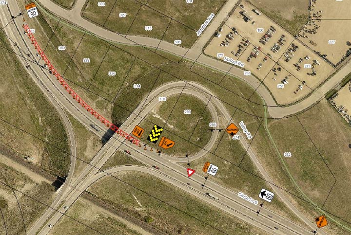 The westbound curb lane on Circle Drive beneath the Valley Road interchange will be closed on Tuesday morning.