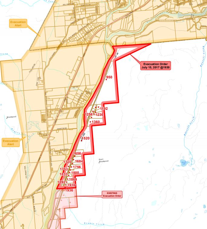 A rapidly moving wildfire currently located in Electoral Area 'A' is threatening properties in
the Clearwater area.