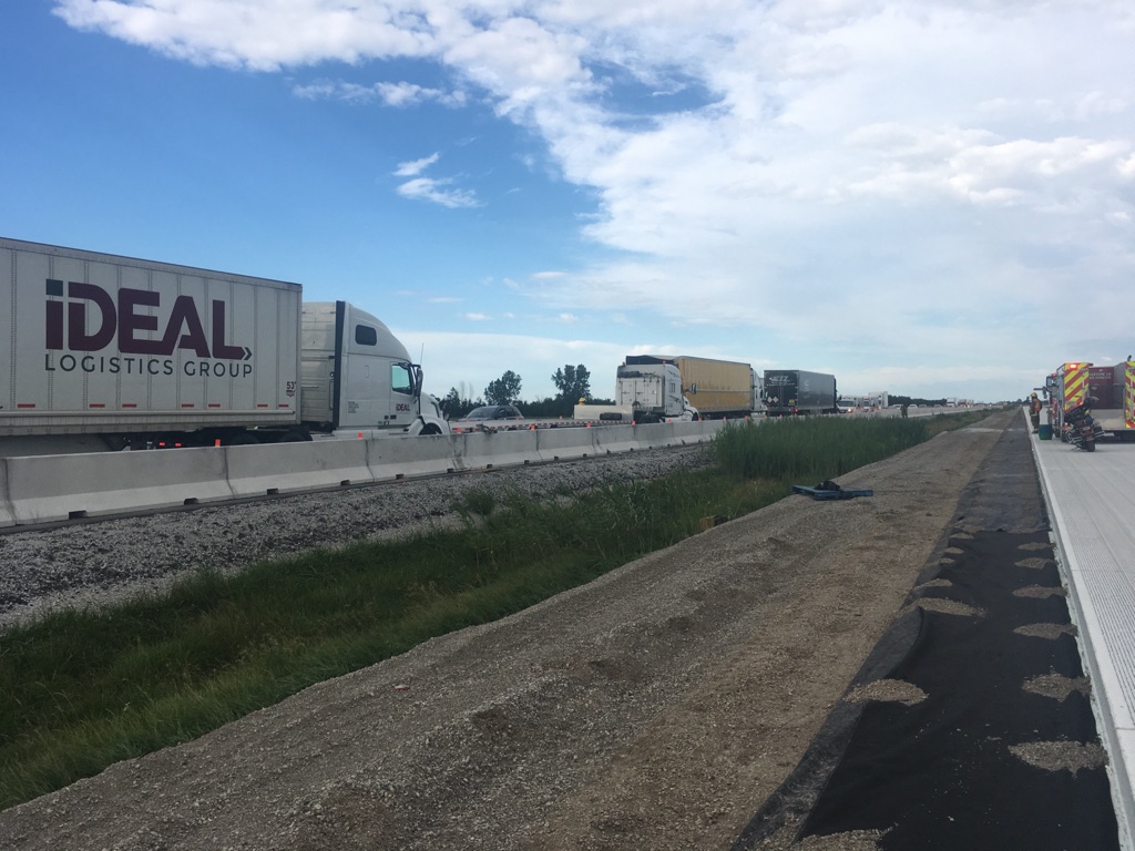 a Photo of the collision that shut down eastbound lanes for approximately 3 hours. 