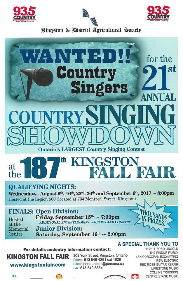 Kingston Fall Fair Country Singing Showdown- Qualifying - image