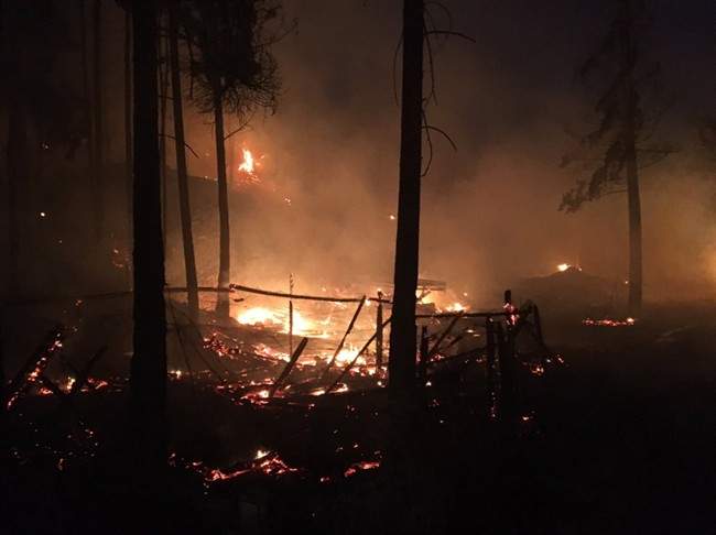 A fire burns in Lake Country, B.C., in this July 16, 2017 Twitter handout photo.