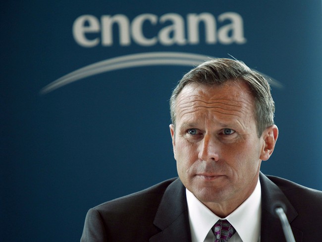 Doug Suttles, the new CEO of Encana Corp., speaks to reporters in Calgary, Alta., Tuesday, June 11, 2013. A Canadian energy company is named in three massive lawsuits that attempt to link damages suffered from climate change to industry's attempts to slow action on the issue. Calgary-based Encana is among 20 international energy majors and their subsidiaries that face claims from three California communities. THE CANADIAN PRESS/Jeff McIntosh.