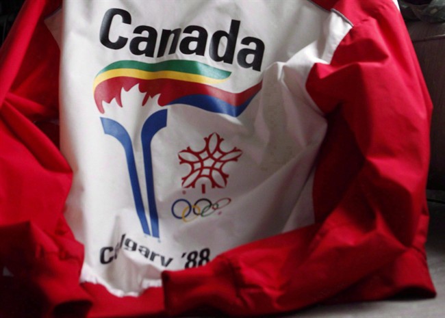 A uniform from the 1988 Olympic torch run is seen in Calgary on Thursday, Oct. 8, 2009.