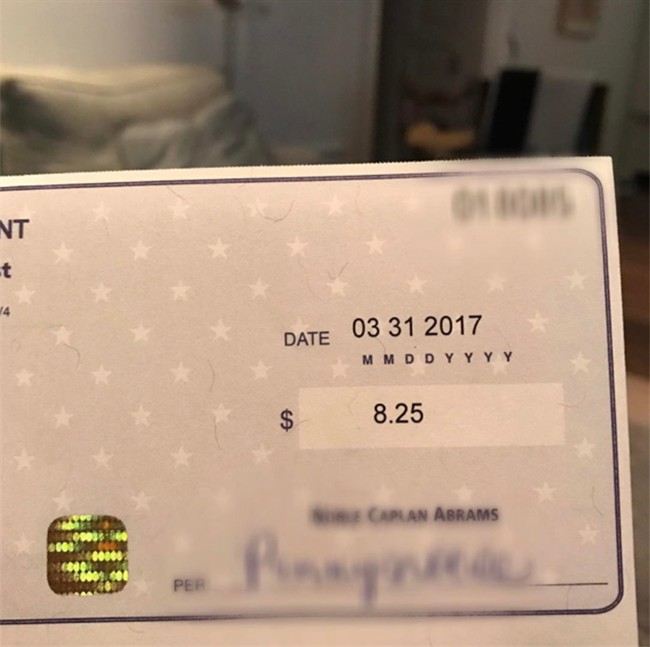 A photo of a royalty cheque posted by Drake on his Instagram page is seen in this undated photo. The Toronto-raised performer uploaded a photo showing an $8.25 royalty cheque he recently collected from his appearance on teen series "Degrassi: The Next Generation" more than a decade ago.