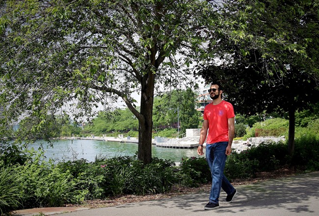 Former Guantanamo Bay prisoner Omar Khadr, 30, is seen in Mississauga, Ont., on Thursday, July 6, 2017. A lawyer for the widow of an American soldier killed in Afghanistan is slated to square off in court in Toronto today against counsel for Omar Khadr. Tabitha Speer and a former U.S. soldier are trying to go after Khadr's assets. 