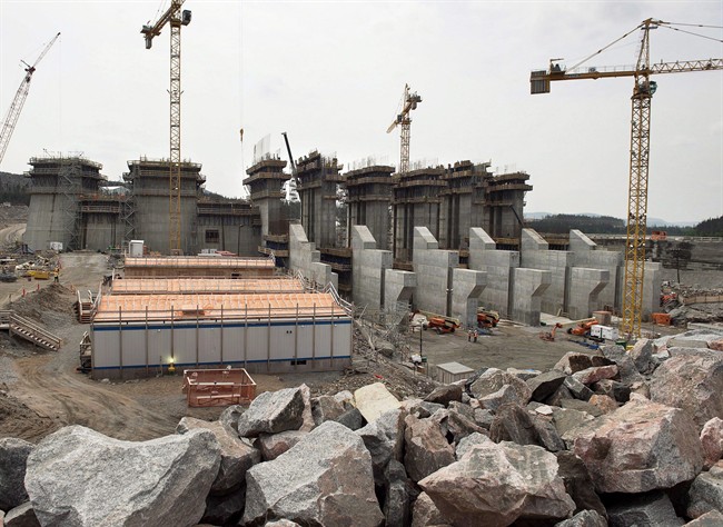 The construction site of the hydroelectric facility at Muskrat Falls, Newfoundland and Labrador is seen on Tuesday, July 14, 2015. 