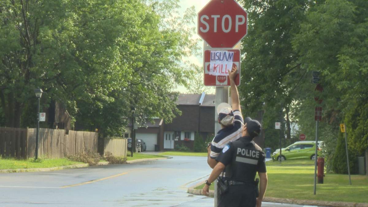The stop sign is located near the corner of Davignon and Salaberry in DDO. Monday July 31, 2017.