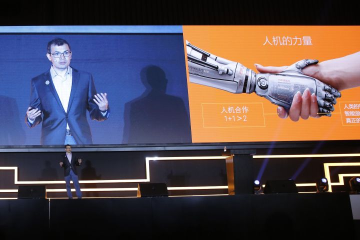 Demis Hassabis, co-founder of Google's artificial intelligence (AI) startup DeepMind speaks during the AI forum of the Future of Go summit at Wuzhen internet international conference and exhibition center in Wuzhen, China's Zhejiang province, in May 2017.