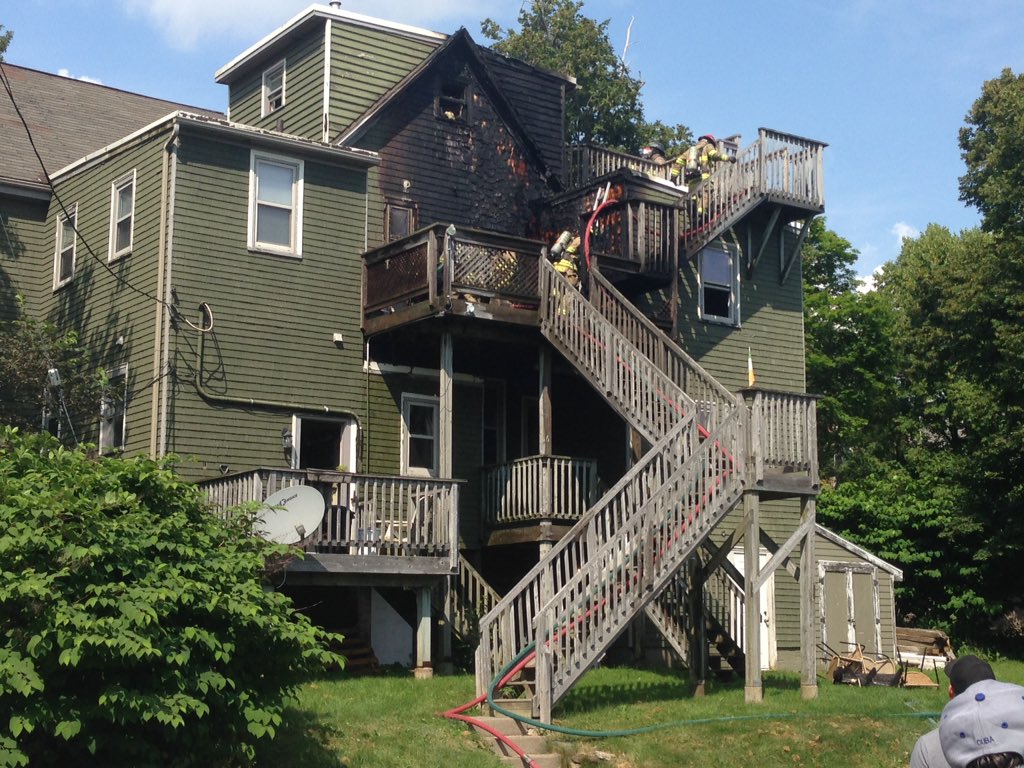 The back of a multi-unit building was damaged by fire in Dartmouth on Thursday, July 20, 2017.