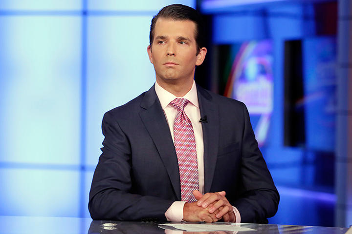 Donald Trump Jr. is interviewed by host Sean Hannity on his Fox News Channel television program, in New York Tuesday, July 11, 2017. 