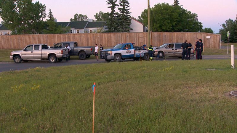 Calgary police investigate after a driver who appeared to be suffering from an overdose crashed into several cars on Wednesday, July 5, 2017.