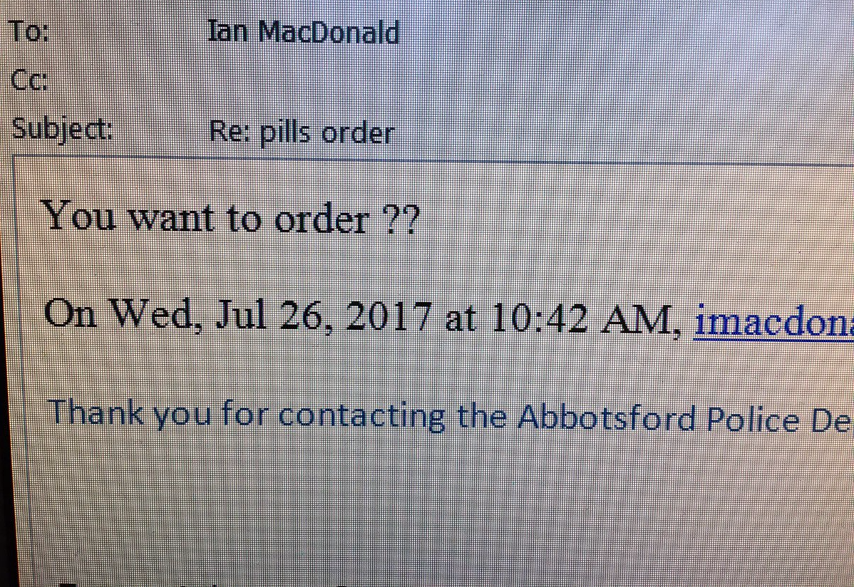 Abbotsford Police Cst. Ian MacDonald said it's the first time anyone has tried to sell him drugs at work before.