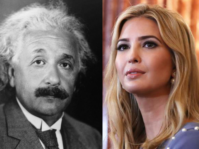 Albert Einstein, left, and Ivanka Trump, right.