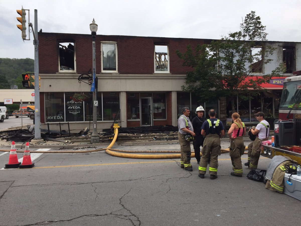 No one was injured in a fire at the corner of Main and Elm streets in downtown Grimsby.