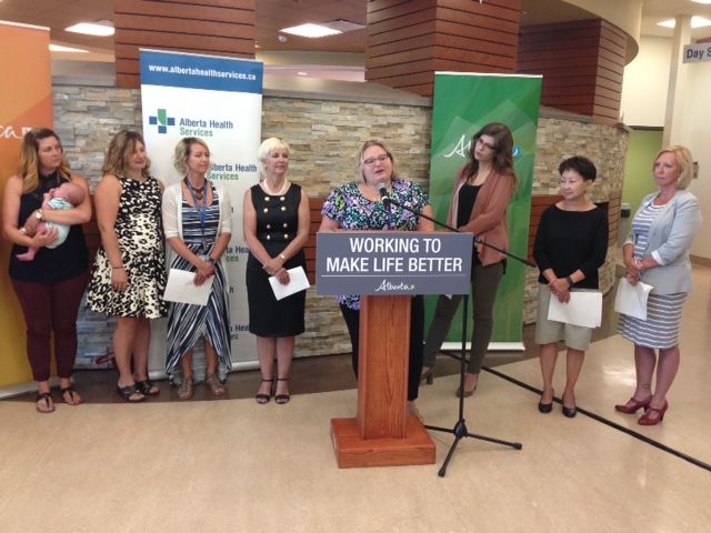Health Minister Sarah Hoffman announces new services in the labour and delivery unit at the Fort Saskatchewan Community Hospital, Friday, July 28, 2017. 