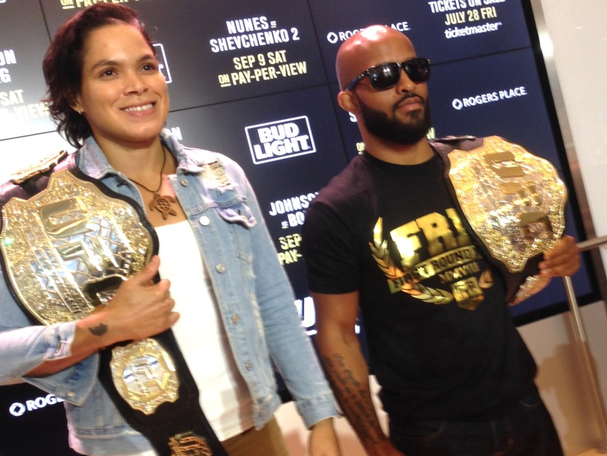 Amanda Nunes and Demetrious Johnson will defend their titles at UFC 215 at Rogers Place. 