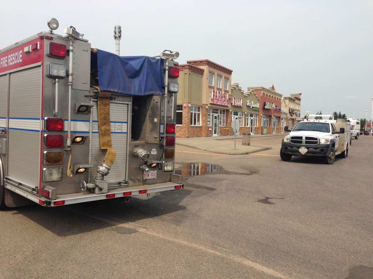 Firefighters were called to a northeast Edmonton strip mall Sunday morning for reports of a gas leak.