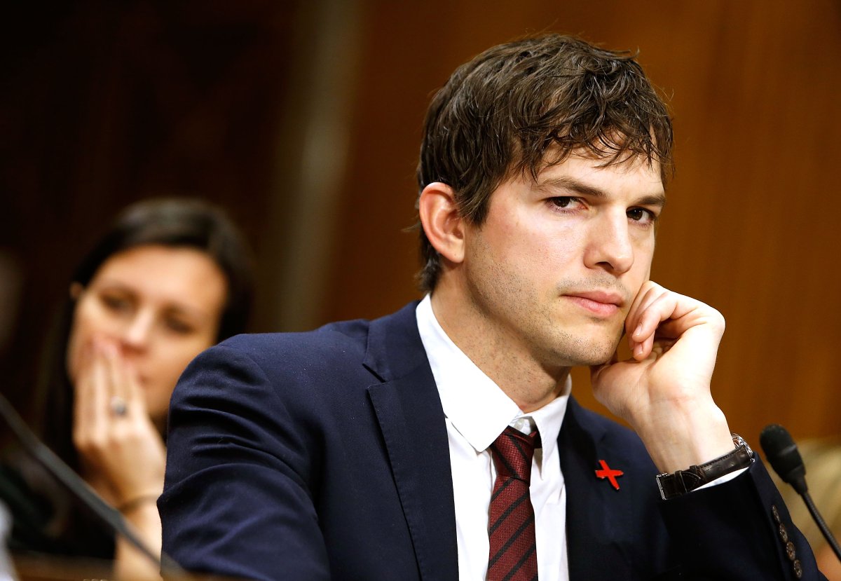 Ashton Kutcher during a Senate Foreign Relations Committee hearing at Dirksen Senate Office Building on February 15, 2017 in Washington, DC.