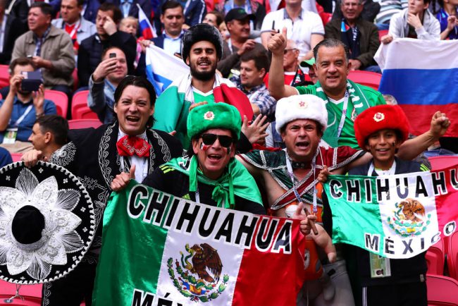 Mexico fans support their team during the FIFA Confederations Cup Russia 2017 Group A match between Mexico and Russia at Kazan Arena in Kazan, Russia, June 24, 2017.