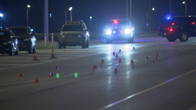 Calgary police respond to a crash on westbound Glenmore Trail on Saturday, July 22, 2017. 