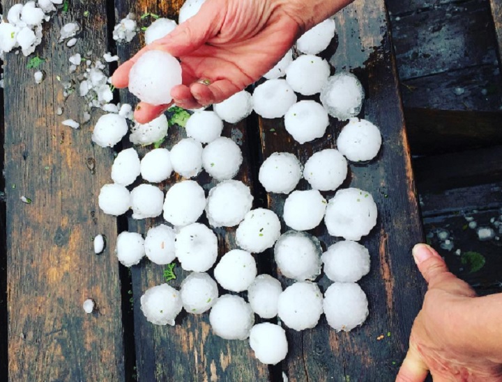 The town of Pouce Coupe, BC was hit by a hailstorm on Saturday.