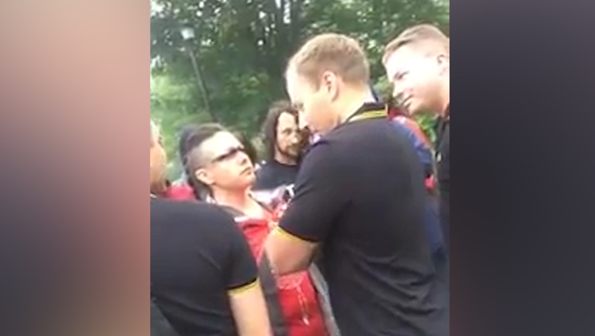 A video posted online appears to show several men, including two Navy members, confront a group of demonstrators on Canada Day, who had gathered to mourn atrocities committed against Indigenous peoples.