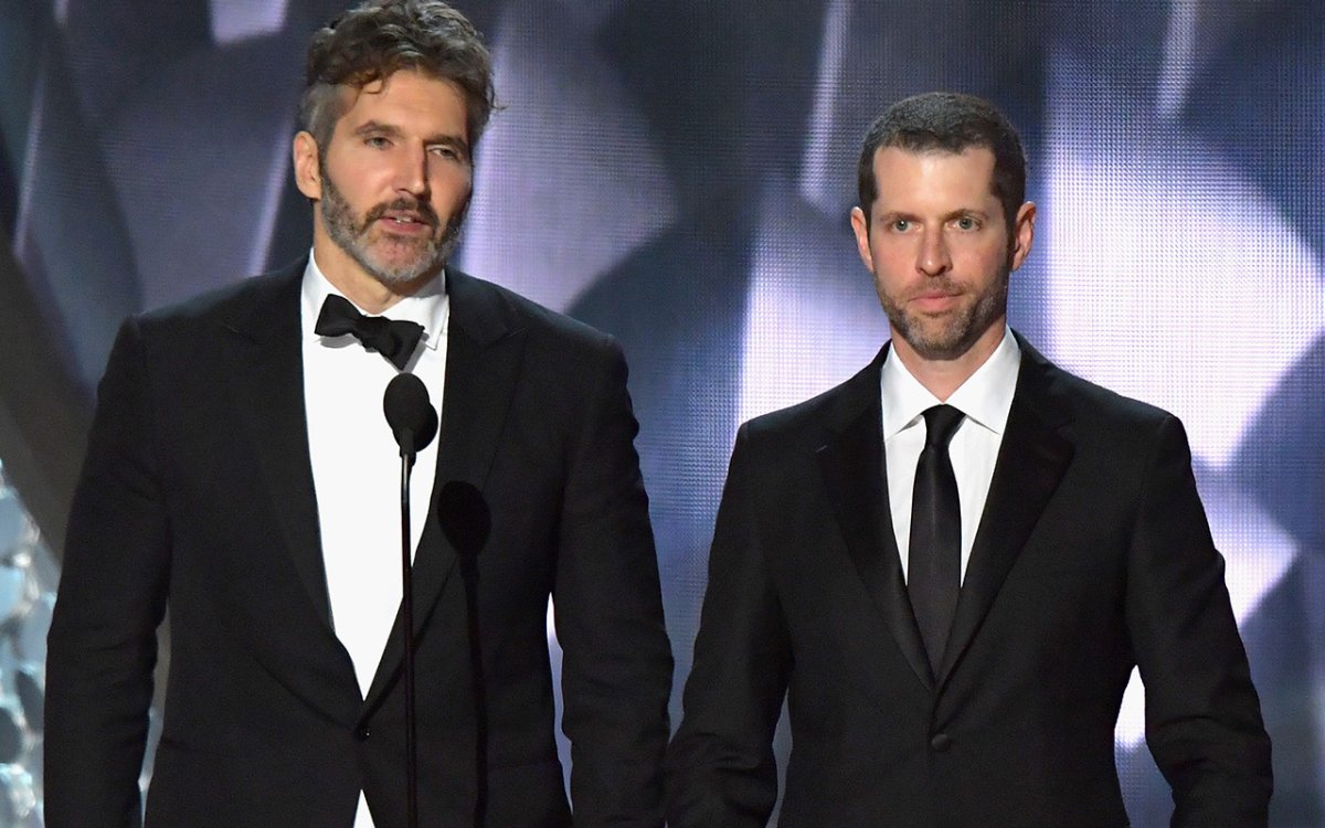 Writer/producers David Benioff (L) and D.B. Weiss speak onstage during the 68th Annual Primetime Emmy Awards at Microsoft Theater on September 18, 2016 in Los Angeles, California. 