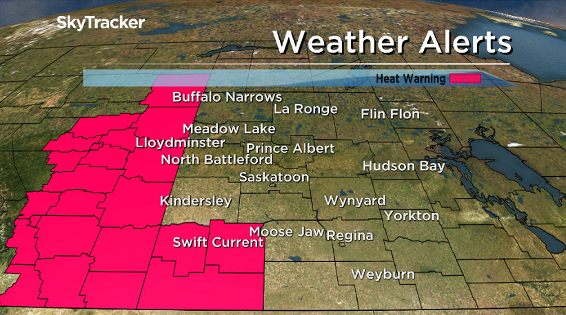 Environment Canada has issued a heat warning for southwest Saskatchewan and the Lloydminster area on Friday, July 7, 2017.