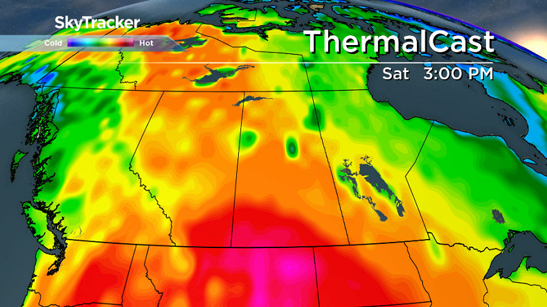30 to 40 degree heat will move into Saskatchewan this weekend.