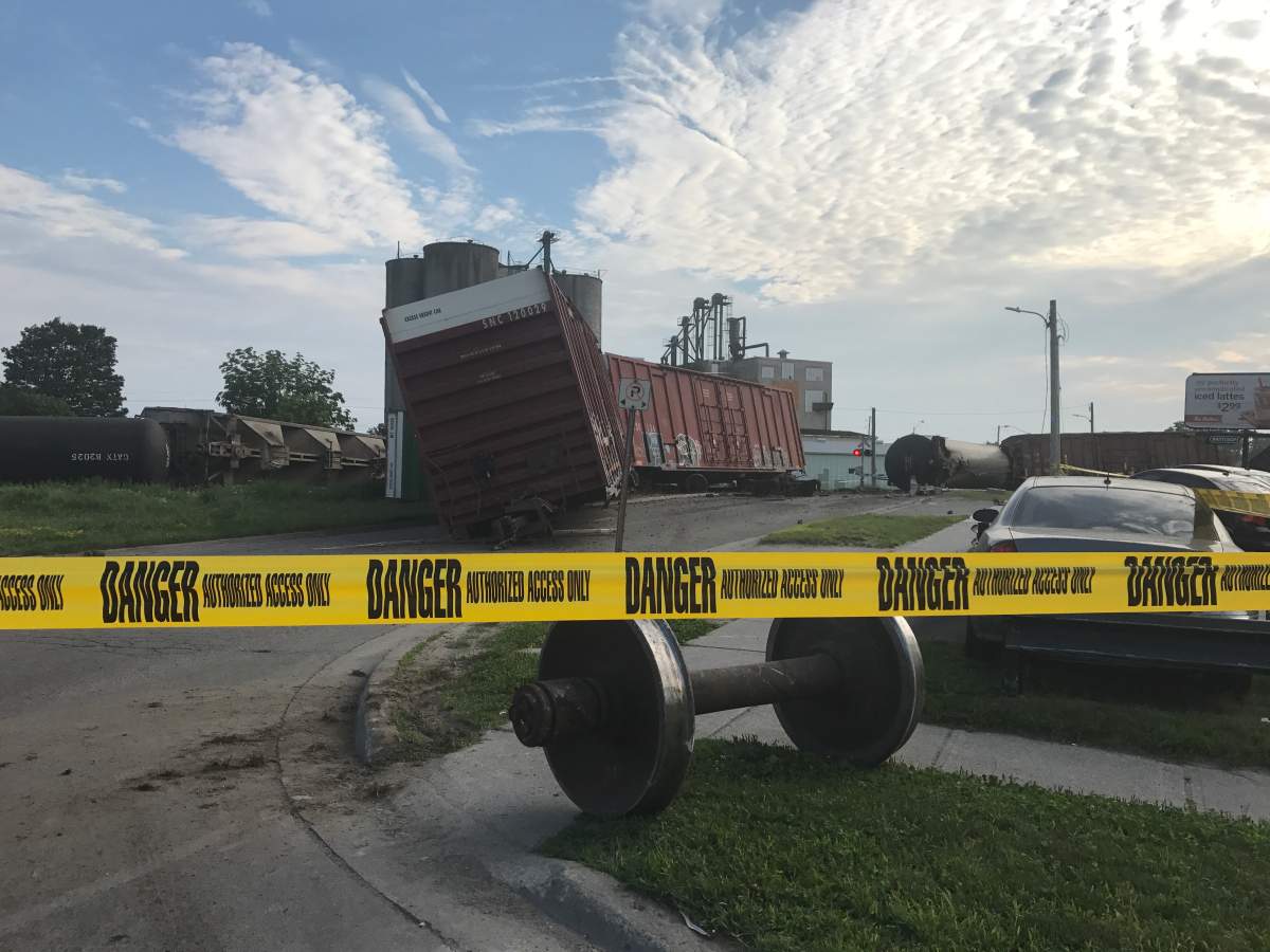 Train derailment in Strathroy.