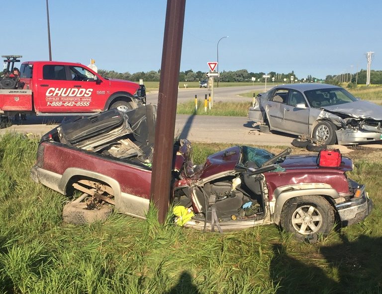 One person airlifted from a crash in Gimli, Man. Friday morning.