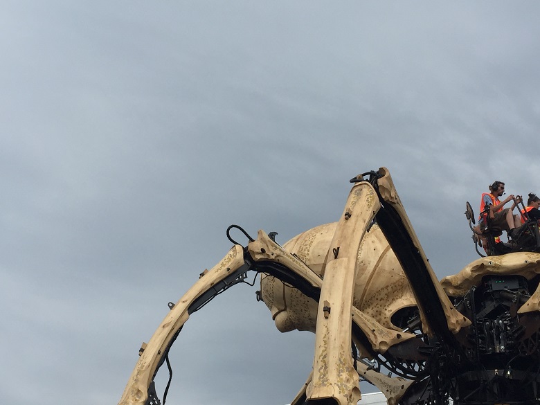 Part of the giant mechanical spider, Kumo, is pictured in Ottawa on July 19, 2017. Media were asked not to show her in full. She will emerge in all her glory somewhere downtown on July 27.