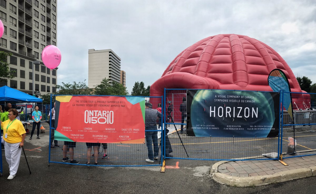 The Sesqui Dome outside Budweiser Gardens for Sesquifest in London, Ont.