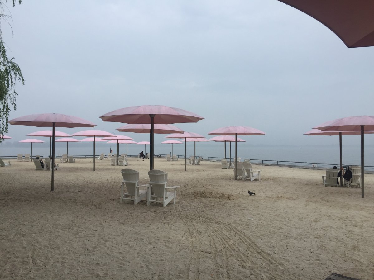 Fog at Toronto's Sugar Beach on July 12 as Toronto was placed under a severe thunderstorm watch.